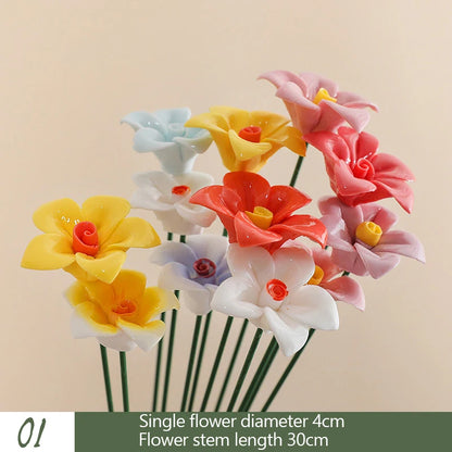 5PCS Handmade Ceramic Flowers – High-Temperature Simulation Eternal Life Flower Decorations, Creative Home & Gift Decor