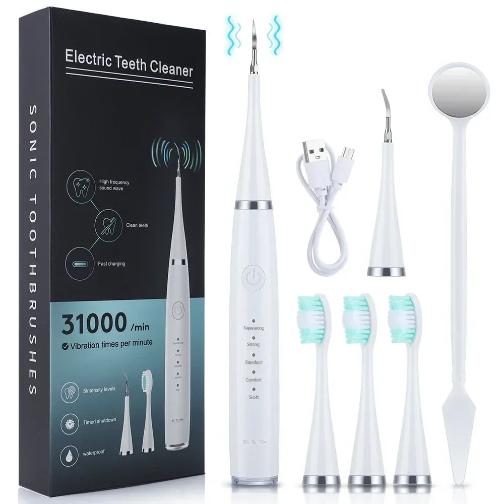 Electric Sonic Toothbrush 3-in-1 – Tartar Removal, Teeth Whitening, USB Charging, Replaceable Brush Head for Oral Care