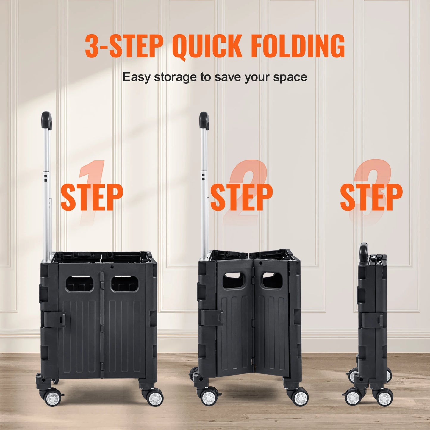 VEVOR Foldable Utility Cart – Portable Handcart with Telescoping Handle & Wheels for Shopping, Travel, Office, and Garden Use