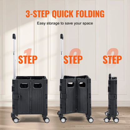 VEVOR Foldable Utility Cart – Portable Handcart with Telescoping Handle & Wheels for Shopping, Travel, Office, and Garden Use