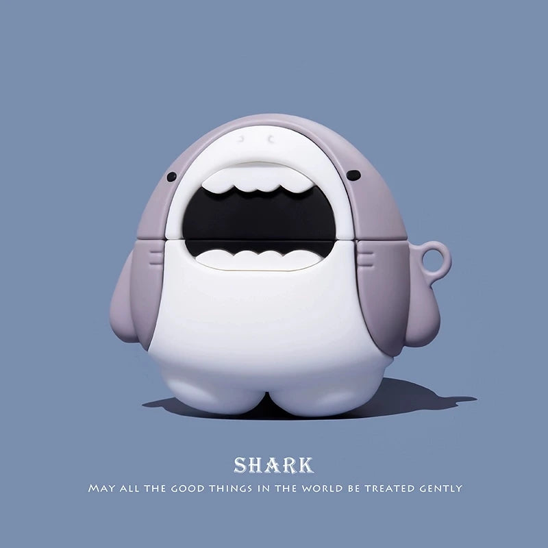 Crayons Shark Dog Silicone Case for AirPods 1/2/3/4 & Pro/Pro 2 — Cute Protective Earphone Cover