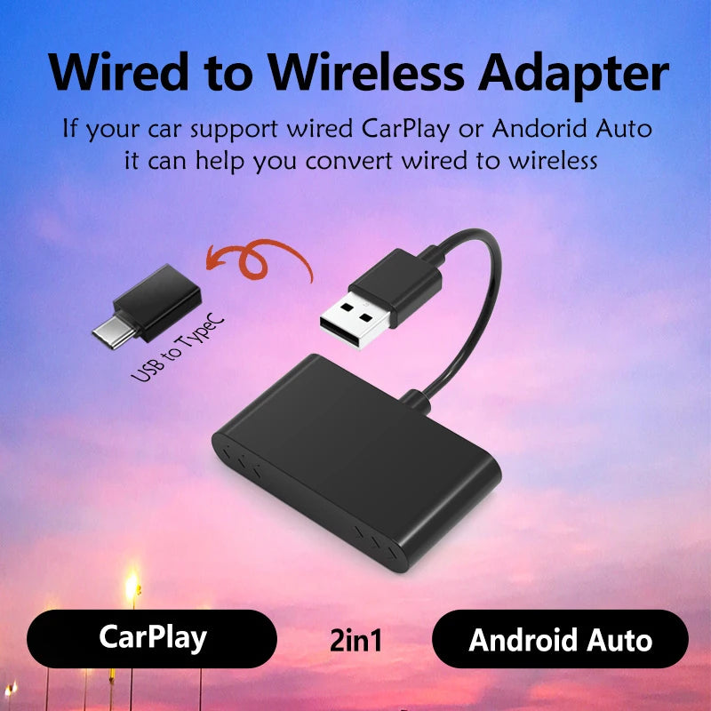 NEW 2-in-1 Wireless Mini Box - CarPlay & Android Auto Adapter | Smart Plug and Play Dongle with Bluetooth & WiFi Fast Connect