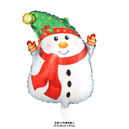 Merry Christmas Foil Balloon Set – Santa Snowman Christmas Tree Elk Cartoon Party Decorations Supplies