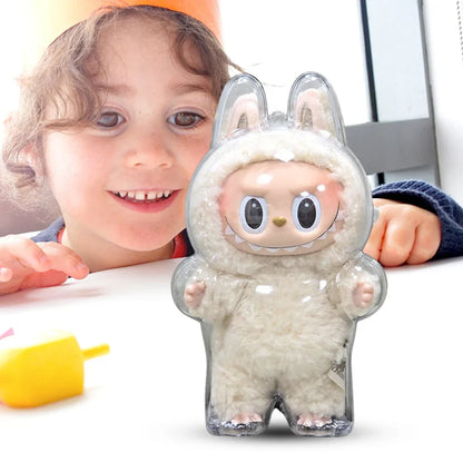 17cm Labubu Transparent Protective Cover - Monster Toy & Elf Doll Storage Display Box