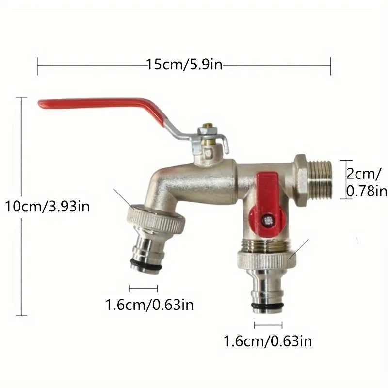 Brass Garden Water Faucet - 1/2" Ball Valve Tap with Easy-Turn Lever Handle for Outdoor Water Supply