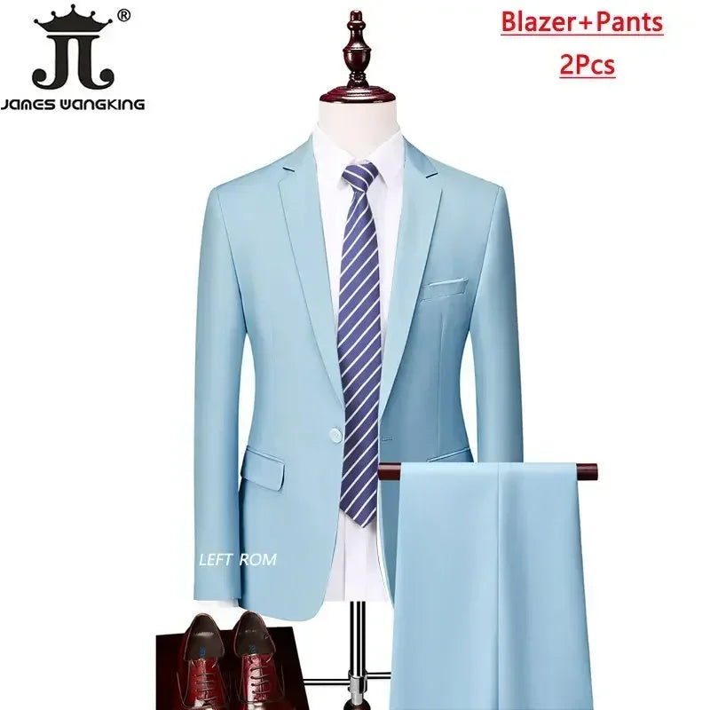 Men's 3 Piece Suit Set - Solid Color Formal Business Jacket Vest Pants Wedding Groom Party Tuxedo Outfit M-6XL
