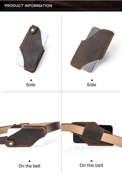 Men’s Leather Waist Bag – Phone Holster Pouch Wallet for 6.7" Smartphones