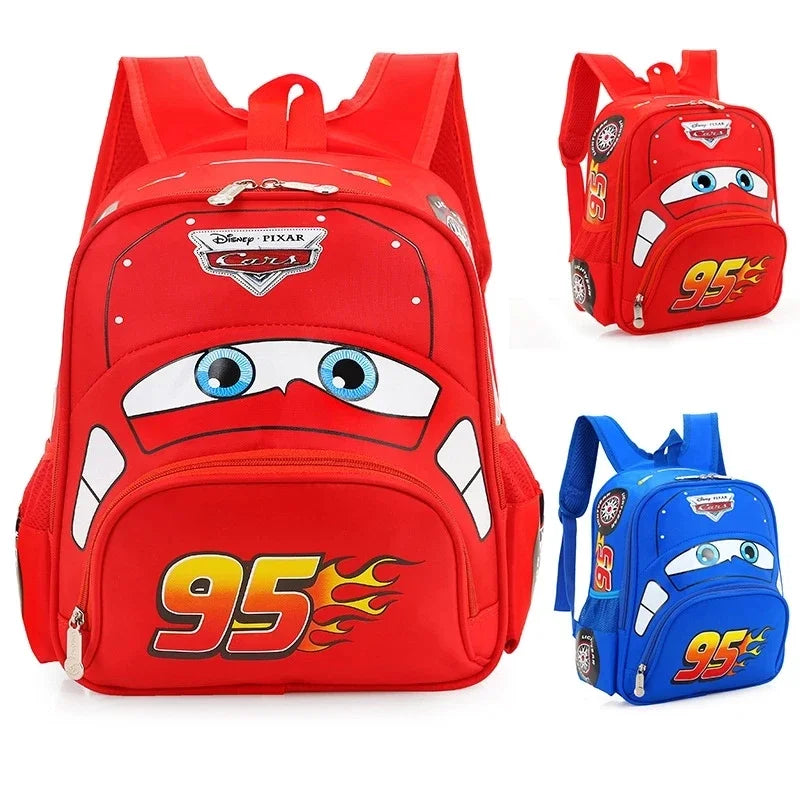 3D Cartoon Car Shape Kids Backpack — Large Capacity Kindergarten Schoolbag for Boys and Girls