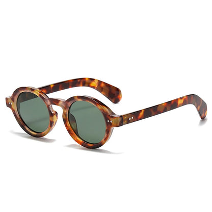 SO&EI Retro Polarized Sunglasses - Round Fashion Shades with Rivet Decor, UV400 Protection & Leopard Punk Style for Women & Men