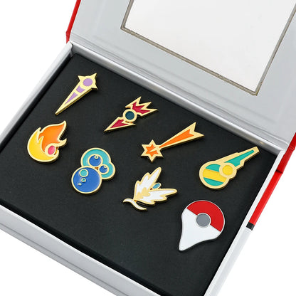 Pokemon Gym Badge Pin Set - Kanto to Kalos League Region Collectible Brooch Box