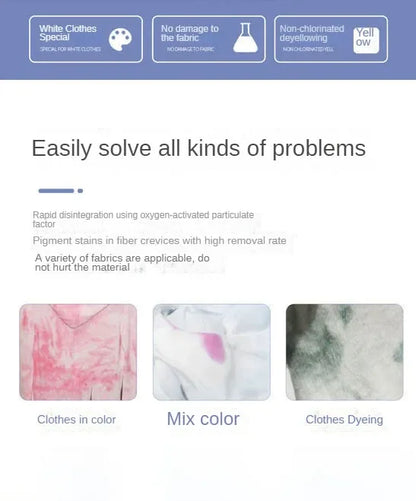 110-250g White Clothes Oxygen Bleach — Laundry Stain Remover, Oil Stain Cleaner & Whitening Detergent for Clothing