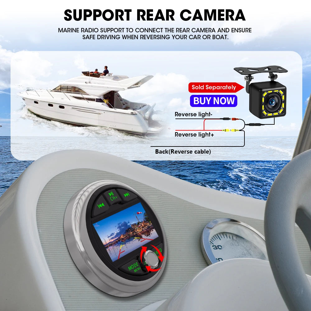AKAMATE Boat Radio MP5 – Marine Stereo Media Player with AM/FM RDS, Bluetooth, AUX, MP3/MP4 Video Play for ATV, UTV, SPA, RZR