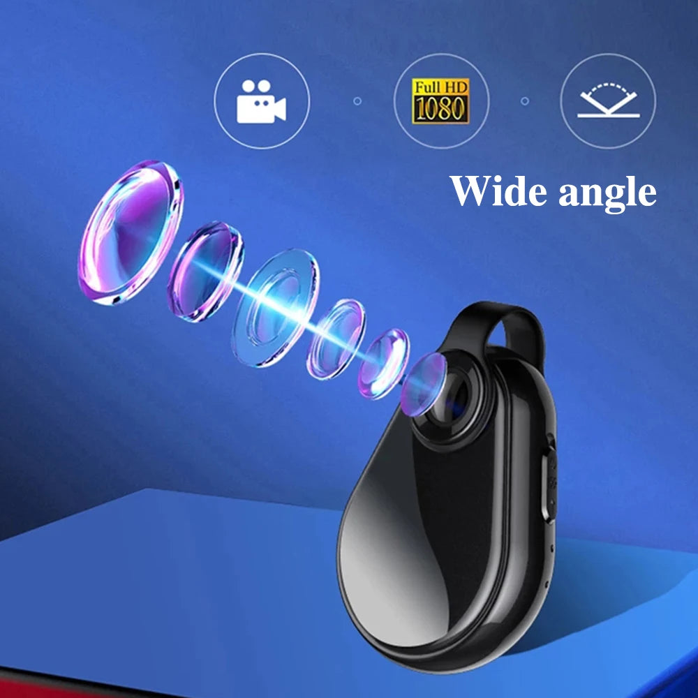 1080P Mini Hidden Action Camera - Wide Angle Portable Necklace Audio & Video Recorder with 8–128GB Support