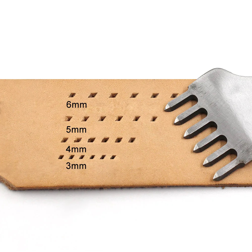 Leather Hole Punch Tool - 3/4/5/6mm Spacing Punch for Lacing, Stitching, and Sewing - DIY Leather Craft Tools with 1/2/4/6 Prong Options