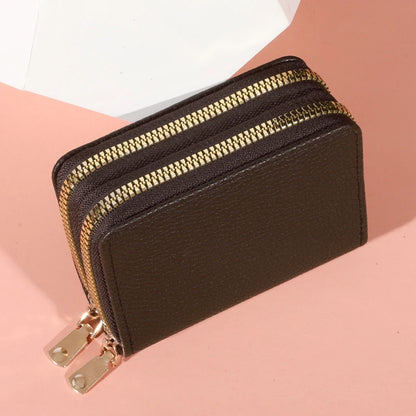 Women’s Zipper Short Purse – Lychee Pattern, Large Capacity Multi-Card & Coin Holder