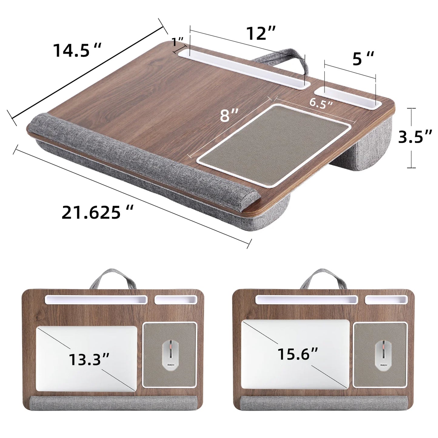 Multi-Purpose Laptop Desk with Adjustable Legs – Portable Bed & Sofa Table with Double Groove, Anti-Slip Bar & Embedded Mouse Pad