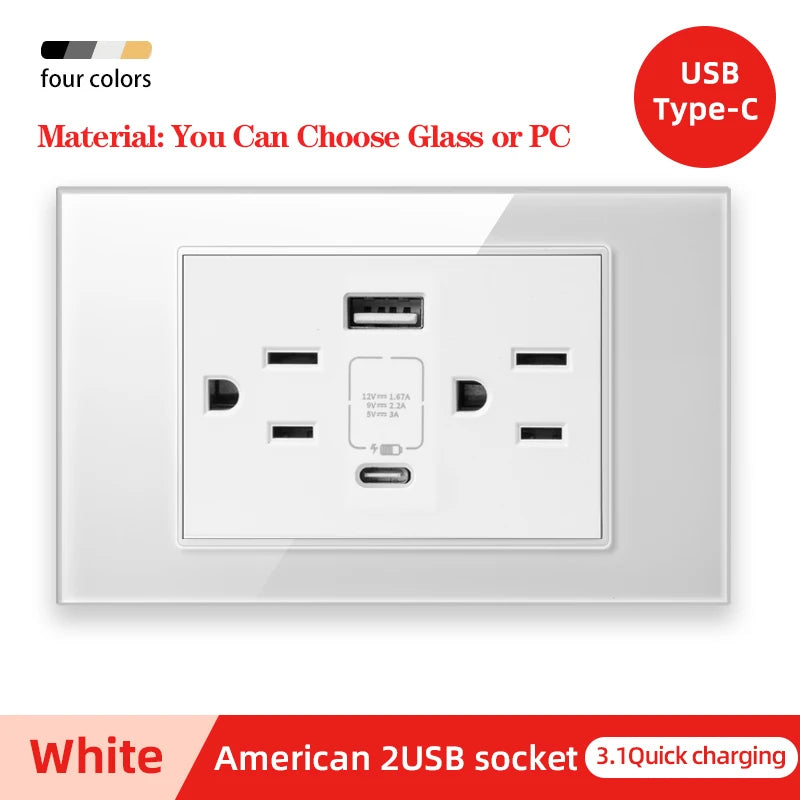 Herepow 118 Series Dual USB Wall Socket - Thailand & American Standard Smart Plug Adapter with Type-C 3.1A Fast Charging