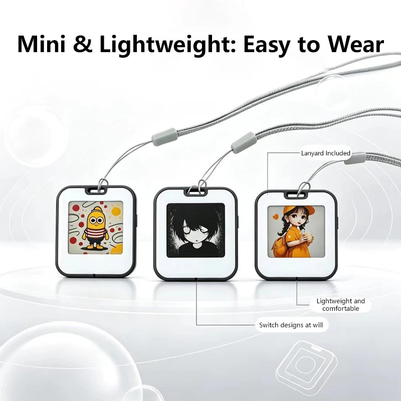 Lenovo Mini E-Ink Desktop Display - 1.54-Inch NFC Electronic Ornament and Bag Charm