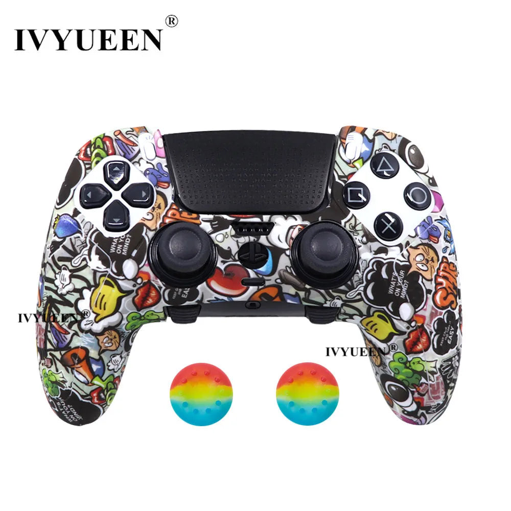 IVYUEEN Water Transfer Printing Silicone Protective Skin for PS5 DualSense Edge Controller