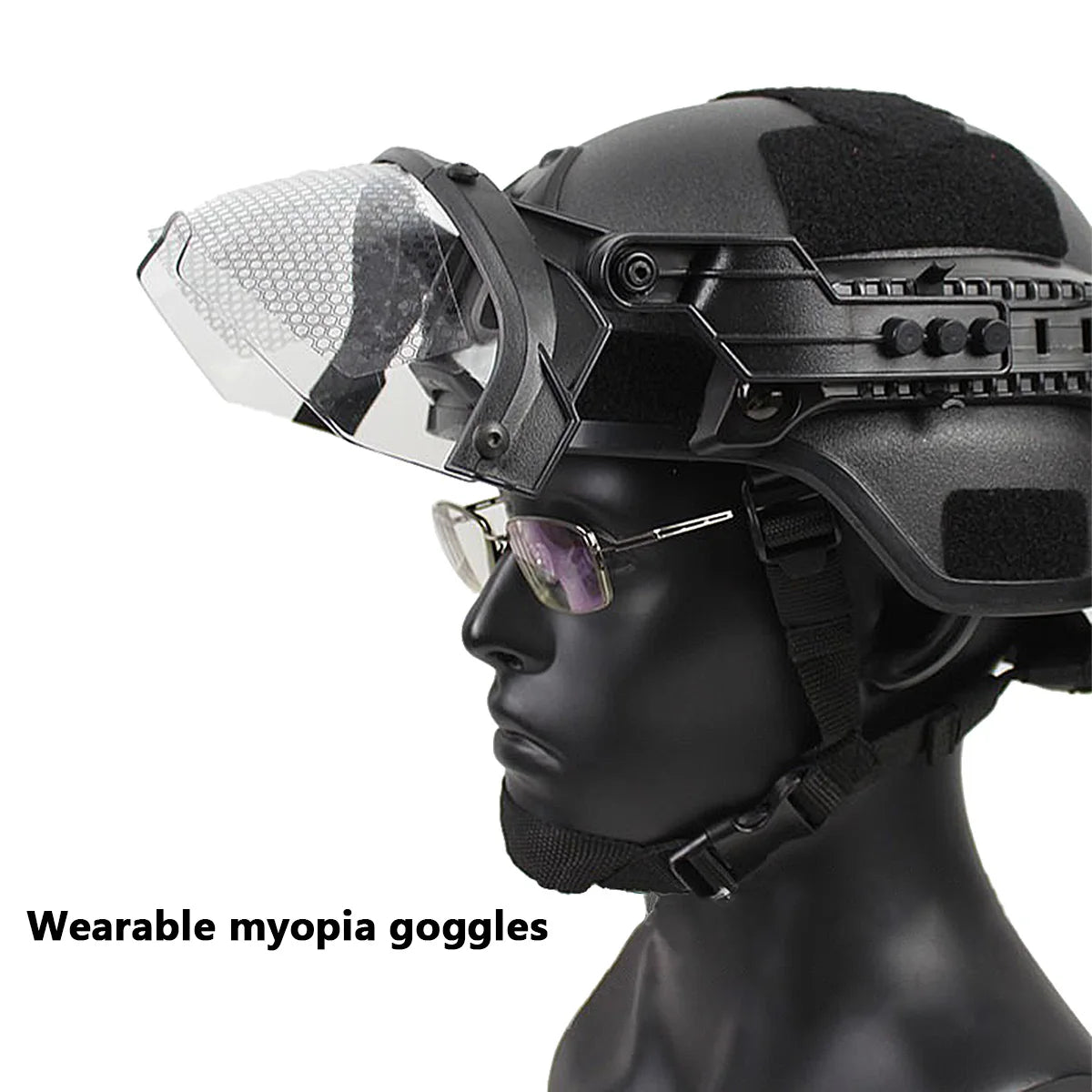Tactical FAST Helmet Half Face Mask with Flip Goggles – Airsoft, Paintball, and Hunting Gear Accessories