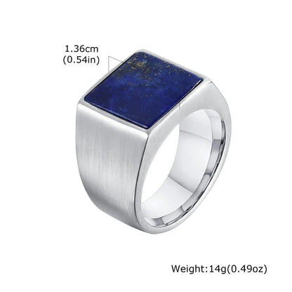 Punk Vintage Ethnic Rings for Men – Retro Viking Knot Rune, Black Geometric Square Stone Signet Jewelry