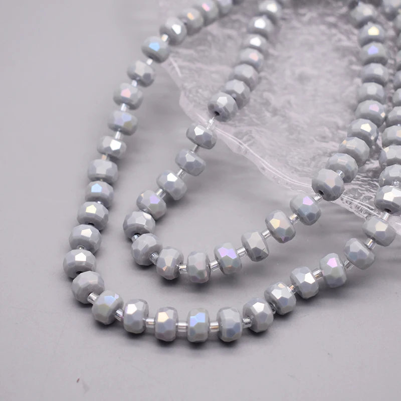 8mm Crystal Glass Beads Set - 30PCS Color Wheel Faceted Round Loose Beads for DIY Jewelry Making & Bracelets