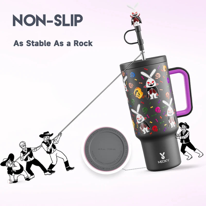 Meoky 40oz Halloween Tumbler with Straw – Insulated Stainless Steel Coffee Cup, Leak-Proof, Non-Slip, Portable Vacuum Car Mug