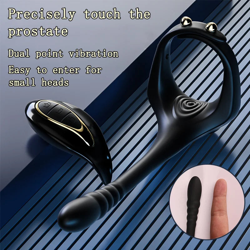 Adjustable Vibrating Penis Ring – Delayed Ejaculation, Enlargement, Prostate & Anal Massage Adult Male Sex Toy
