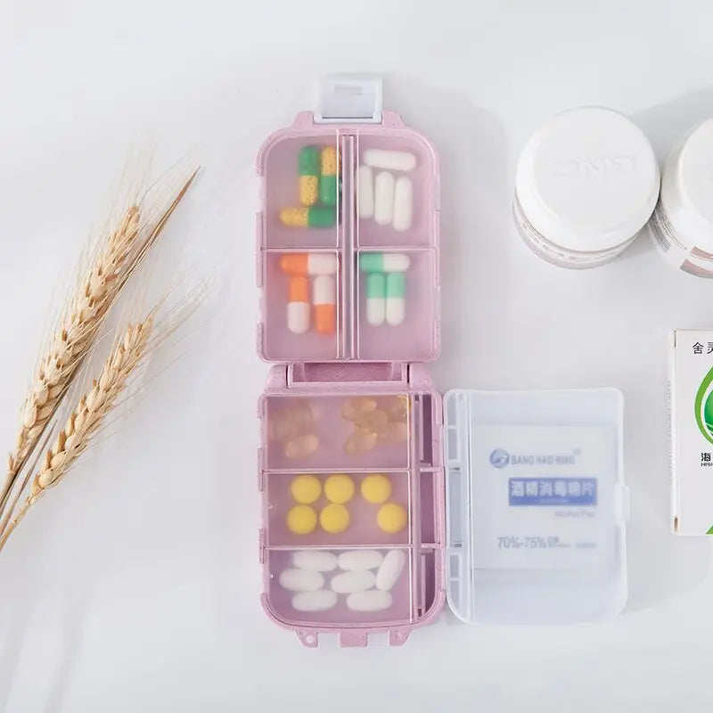 Fashionable Three-Layer Small Medicine Box – Foldable with 3 Sections & 8 Compartments for Mini Storage