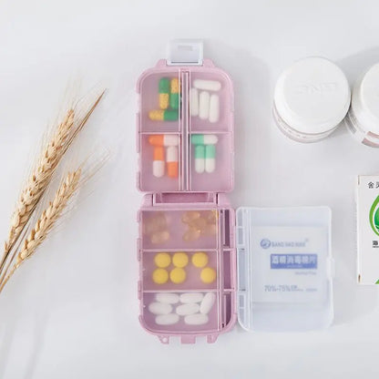 Fashionable Three-Layer Small Medicine Box – Foldable with 3 Sections & 8 Compartments for Mini Storage
