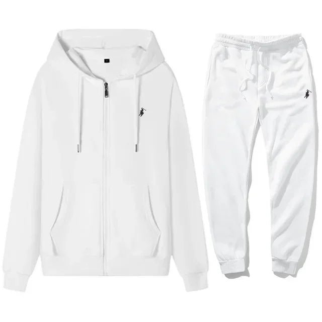 Men's Hooded Tracksuit Set - Classic Warm Hoodie & Sport Pants for Autumn and Winter