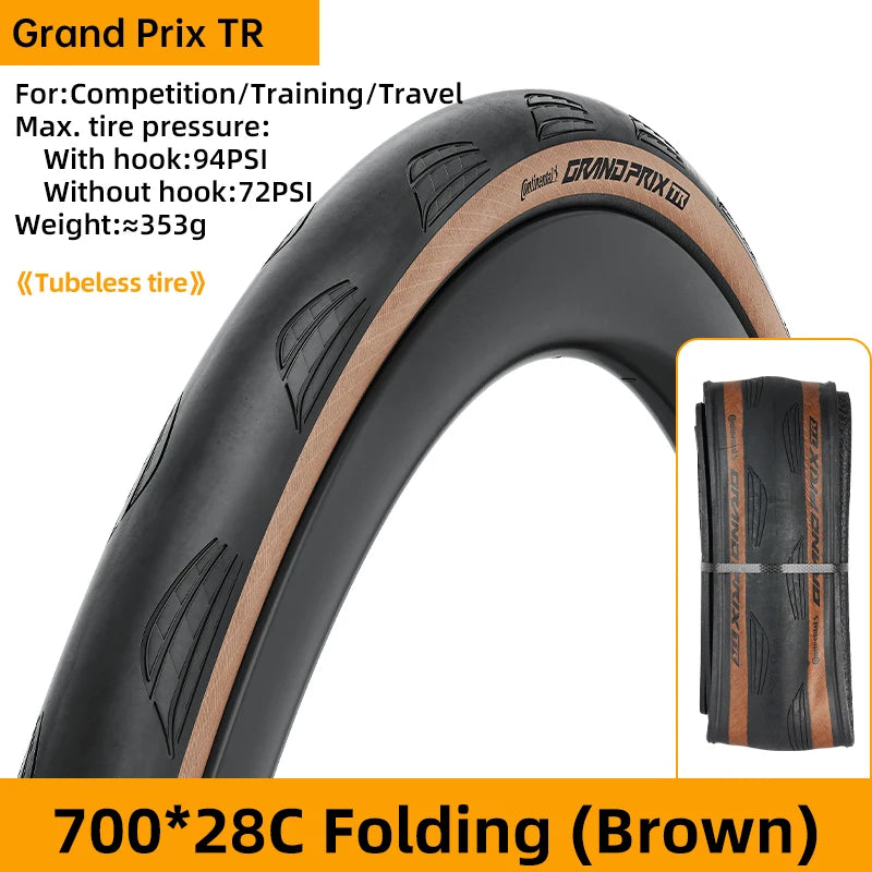 Continental Grand Prix Road Bicycle Tire – 700C Folding Clincher, Tubeless & Tube Options