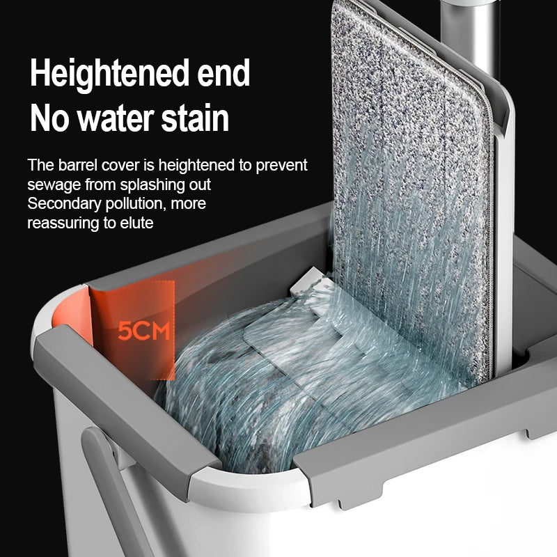 Magic Floor Mop: Squeeze Mop with Rotating Flat Bucket - Effortless Floor Cleaning Solution for Home & Housekeeping