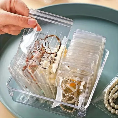 10–100PCS PVC Self-Sealing Zip Lock Bags — Thick Transparent Reclosable Pouches for Jewelry & Gift Storage