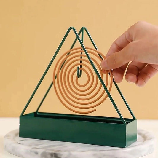 Nordic Style Mosquito Coil Holder with Tray – Creative Spiral Iron Incense Rack for Summer Home Decor & Mosquito Repellent