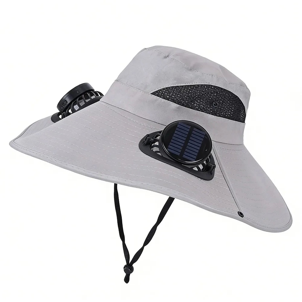 Solar Fan Hat - Breathable 3-Speed Cooling Visor Cap with UV Protection for Fishing & Summer