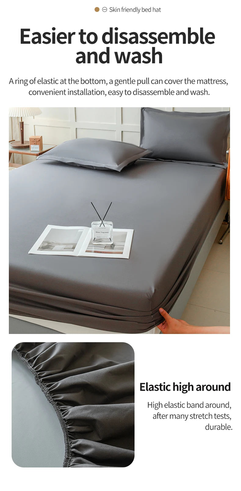 Waterproof Fitted Bed Sheet – 360 Elastic Band Mattress Protector for Single, Double, King & Queen Size