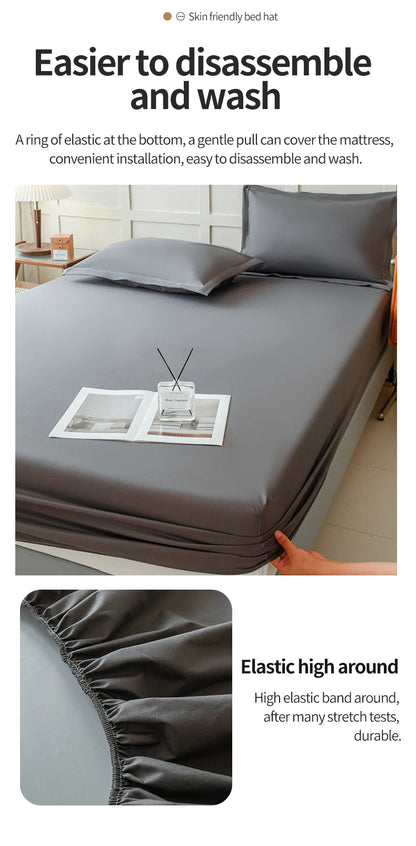 Waterproof Fitted Bed Sheet – 360 Elastic Band Mattress Protector for Single, Double, King & Queen Size