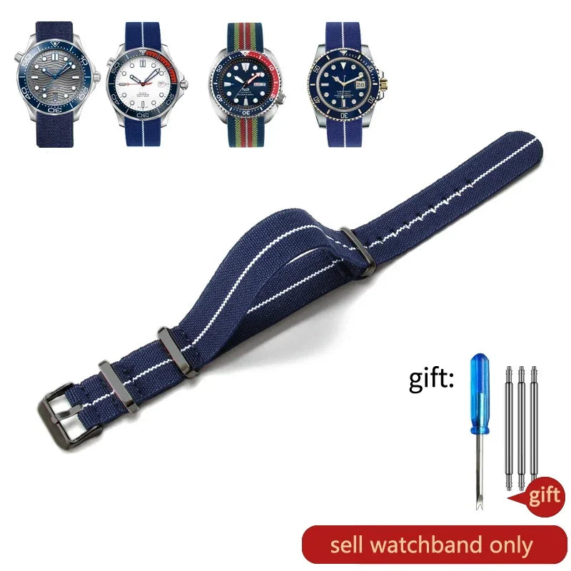60's French Army Nylon Watch Strap - Woven Military Watch Band for Rolex, Seiko, Tudor & Omega