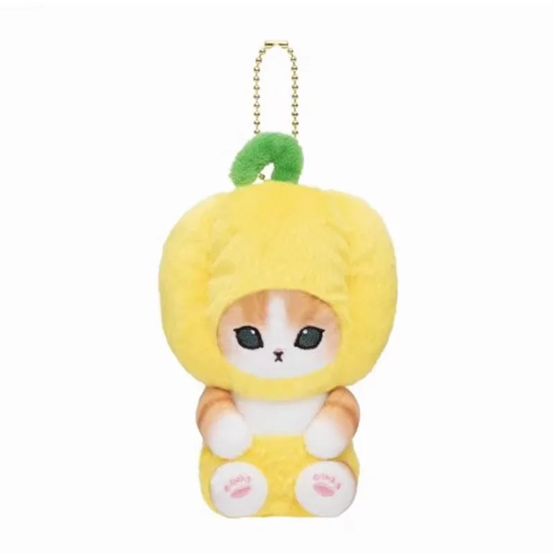 Yoyo Japanese Style Mofusand Plushie Shark Cat Keychain — Cute Fruit & Vegetable Soft Pendant Gift for Girls