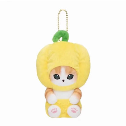 Yoyo Japanese Style Mofusand Plushie Shark Cat Keychain — Cute Fruit & Vegetable Soft Pendant Gift for Girls