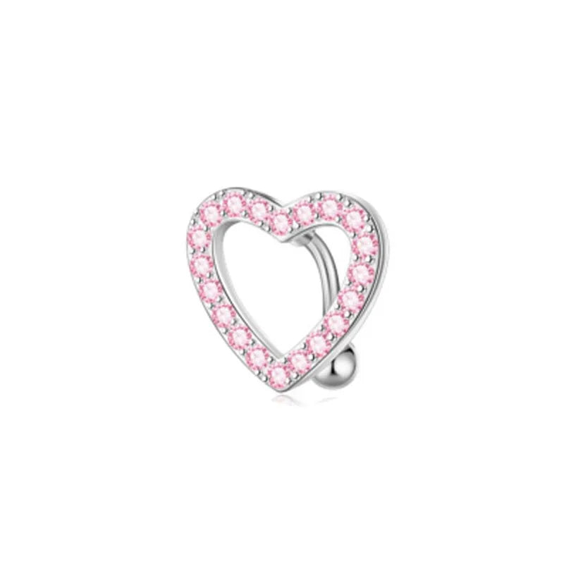 Stainless Steel CZ Belly Button Piercing – Heart & Butterfly Navel Barbell Jewelry for Women Sexy Navel Ring