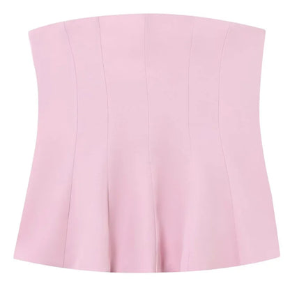 HXAO Women’s Summer 2025 Corset Tube Top – Ruffled Bustier Vest, Sleeveless Backless Tank in White, Pink, Blue, Yellow & Black