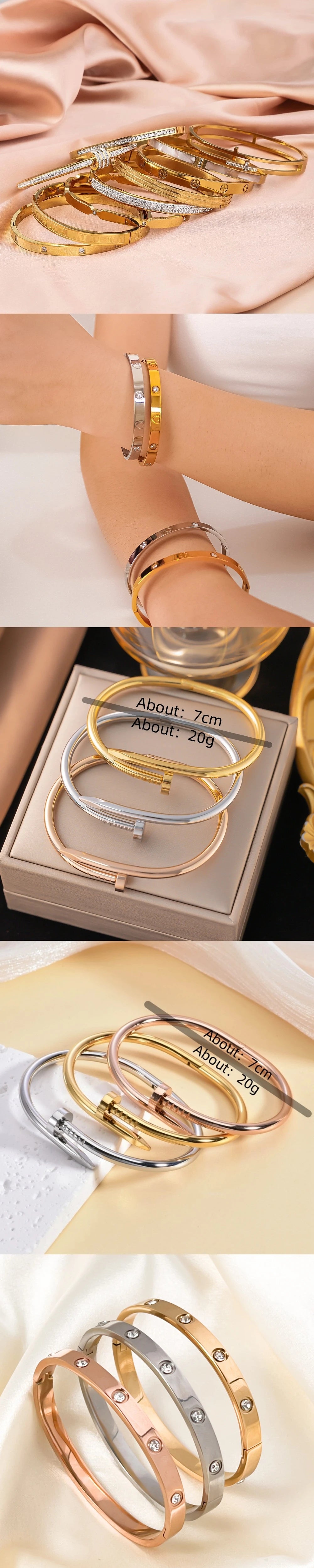 UILZ 316 Titanium Steel Nail Light Bracelet — Luxury Multi-Functional Jewelry for Women