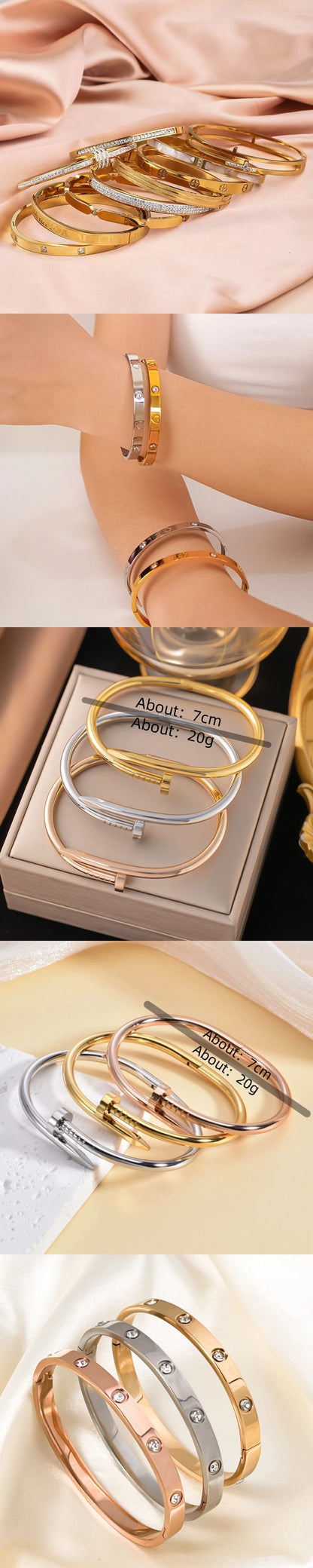 UILZ 316 Titanium Steel Nail Light Bracelet — Luxury Multi-Functional Jewelry for Women