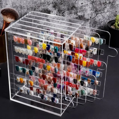 5 Layer Acrylic Nail Display Stand - Transparent Dustproof Manicure Color Card Holder for Salon & Home Use