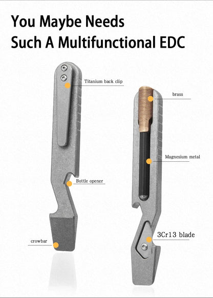 Titanium Alloy Multifunction EDC Tool – Wrench, Pry Bar, Bottle Opener & Screwdriver for Outdoor Use