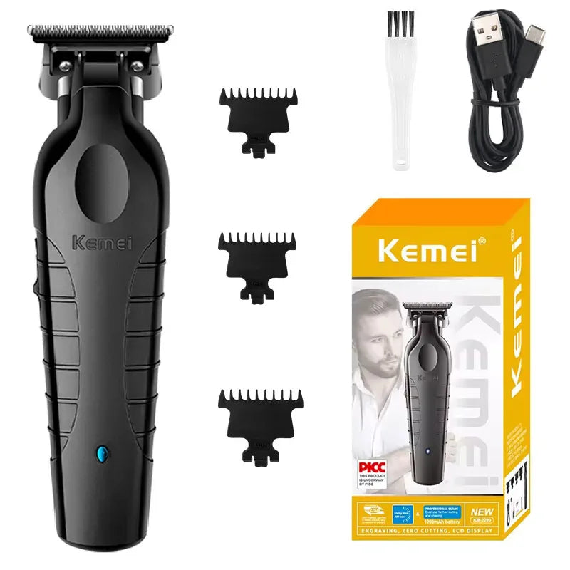 Kemei 2299 Professional Electric Hair Trimmer - Cordless Beard & Hair Clipper for Men, Rechargeable, 0mm Cutting Machine