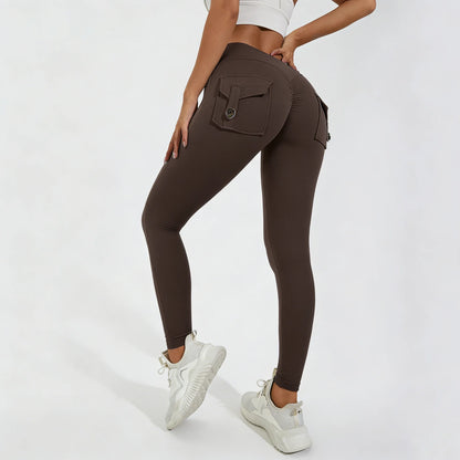 DIAS FIT JOY Women’s Nylon Yoga Pants – High-Waisted Butt-Lifting Tight Leggings with Pockets, Breathable No-T-Line Fitness Wear