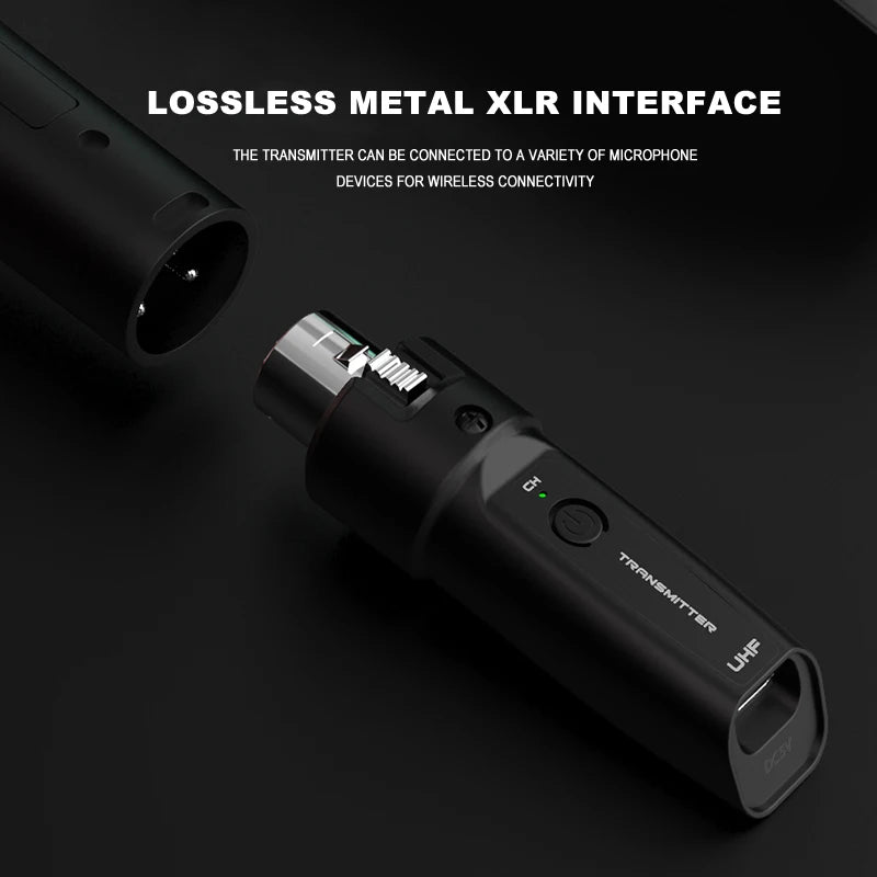 BOMGE UHF XLR Wireless Microphone Adapter System – Transmitter & Receiver for Dynamic Microphone, Guitar, Audio Mixer & PA System
